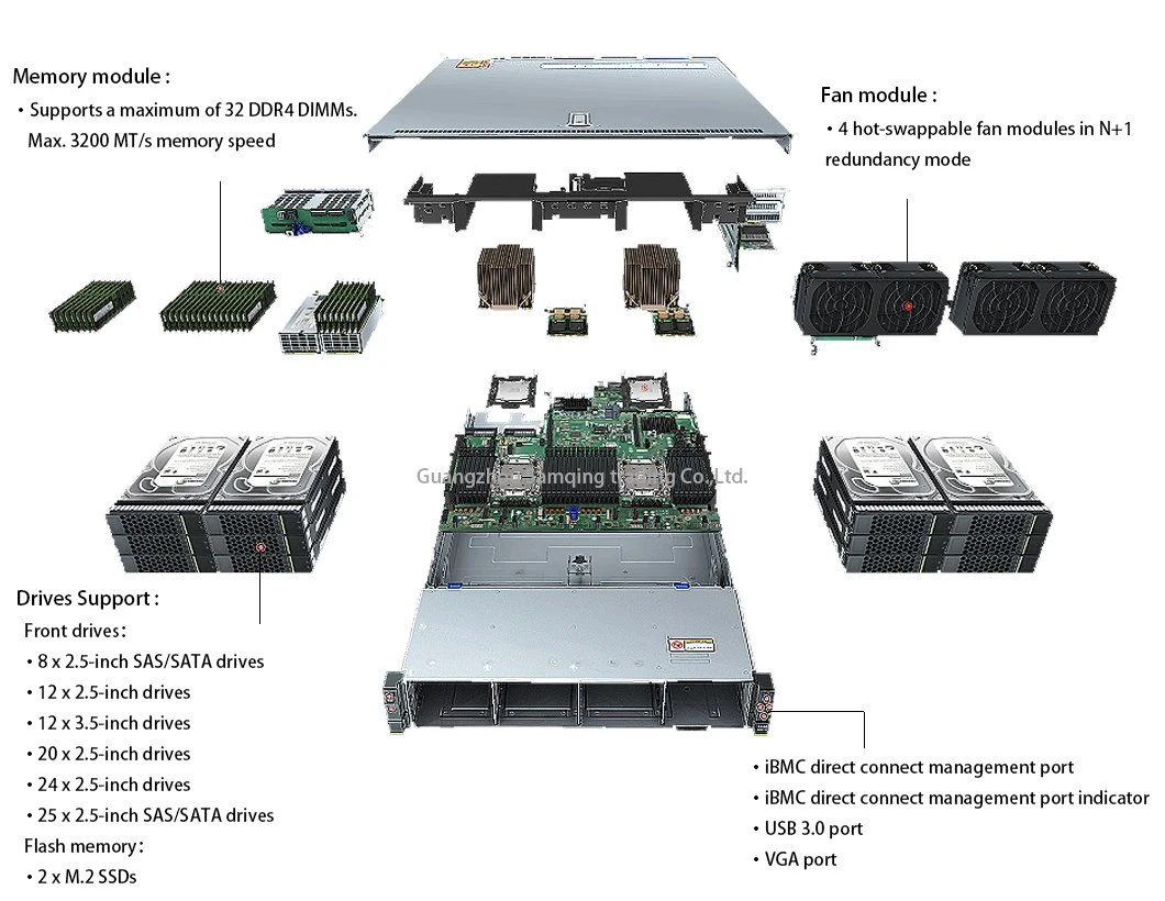 Xfusion 2288h V6 2u Rack Server Intel 1-2CPU Server